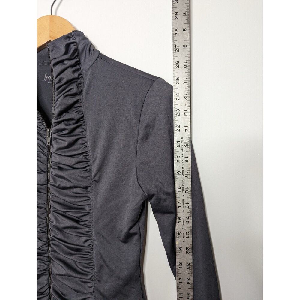 Vintage Y2K Fredericks Of Hollywood Full Zip Ruffle Top Fitted Goth Whimsigoth - Picture 9 of 11